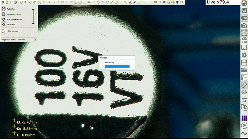 ASH Digitalmikroskop Funktion Z-Höhenmessung